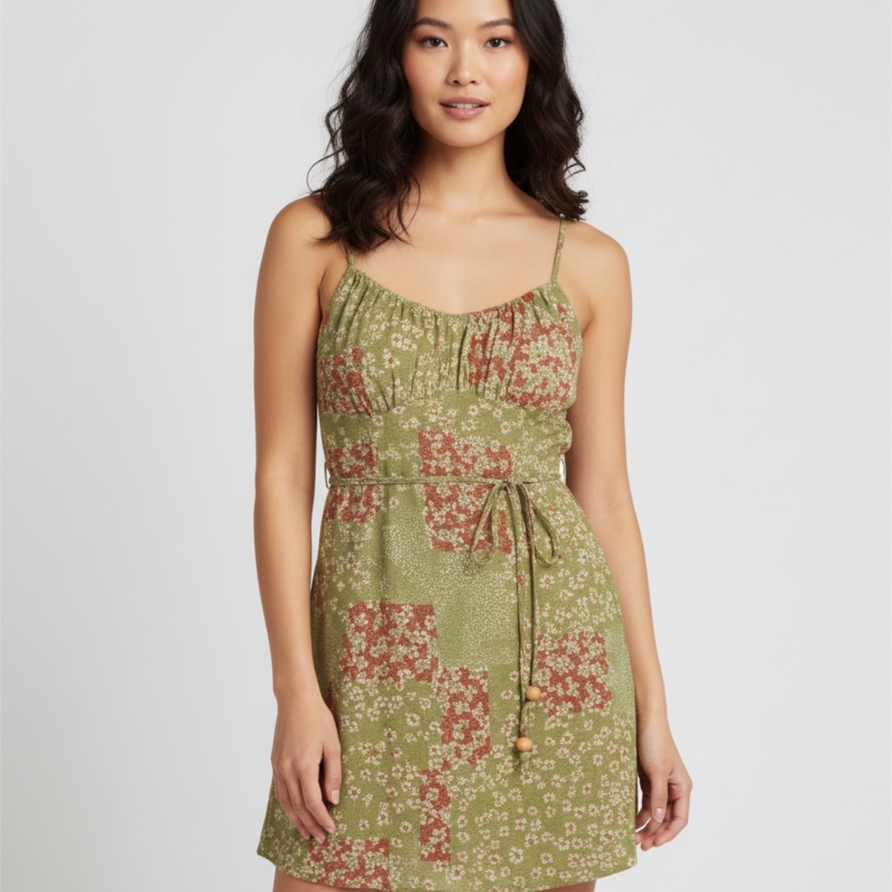 Green Boho Floral Sundress